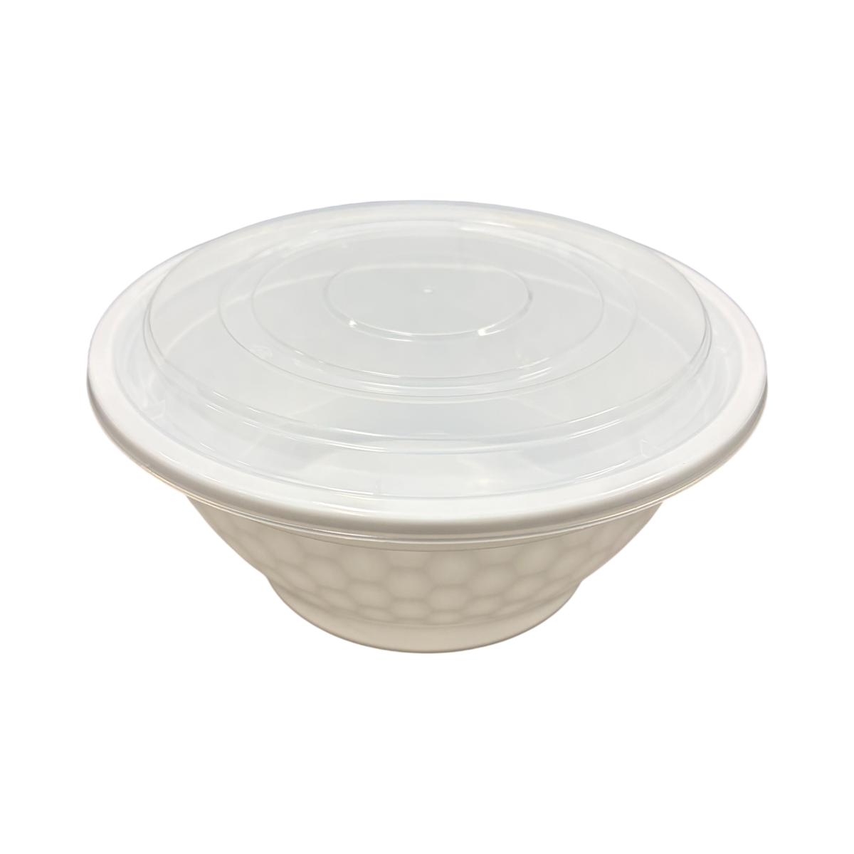 32 oz Round White Plastic Bowl Clear Lid Combo