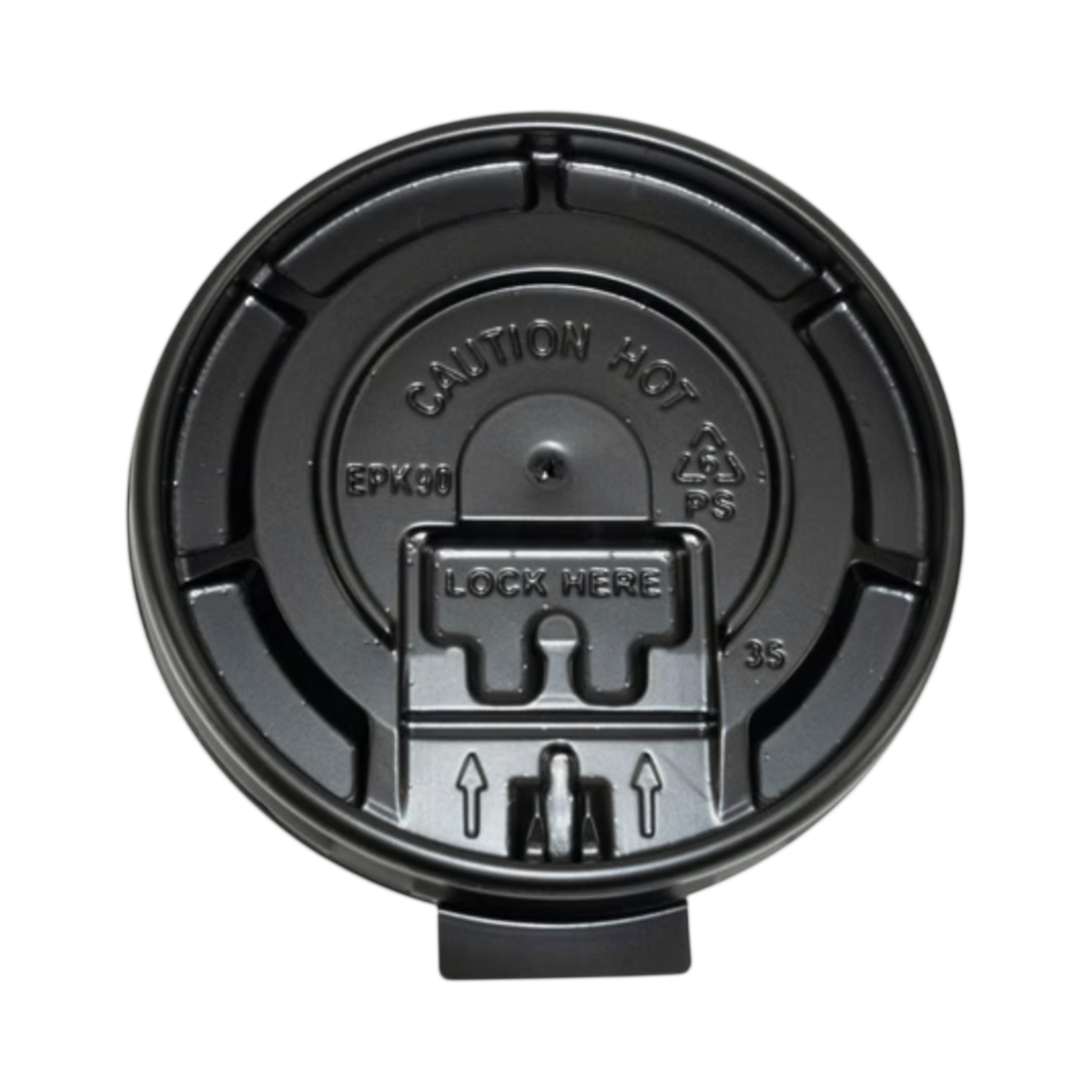 Black Plastic Flat Lid Tear Tab for 8 oz Hot Cup 80 mm