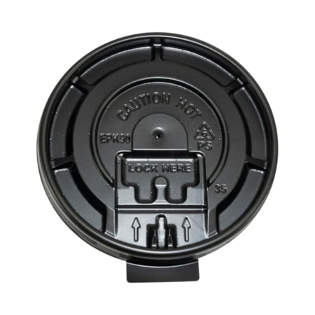 Black Plastic Flat Lid Tear Tab for 8 oz Hot Cup 80 mm