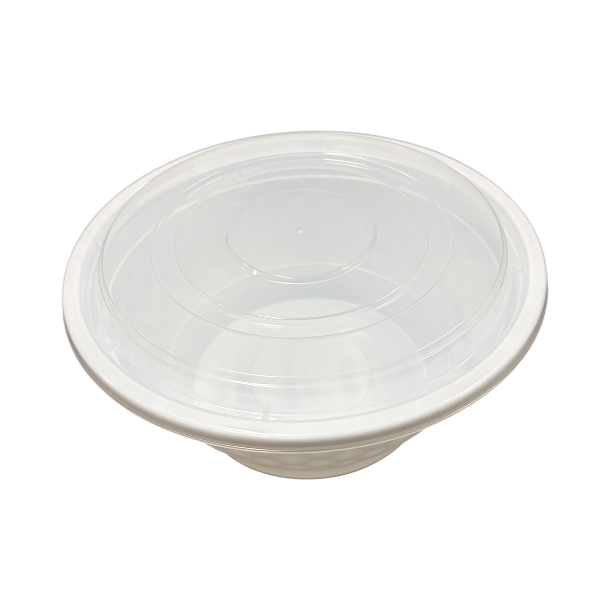 42 oz Round White Plastic Bowl Clear Lid Combo