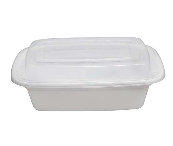 Rectangular Microwave Containers 12 oz Rectangle Plastic Microwavable Containers with Lids - White ...